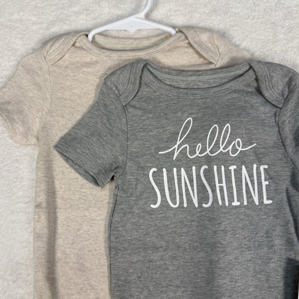 Baby 2-Pk Short Sleeve Bodysuit HELLO SUNSHINE 18 M Cloud Island New - Picture 2 of 9